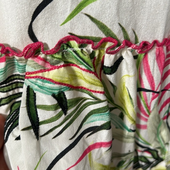 Taj by Sabrina Crippa Silk Embodied  Cream and Green Layered Skirt dress S - Picture 13 of 16